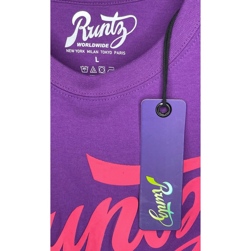 NWT RUNTZ Men’s Large Purple Graphic Short Sleeve Crew Neck Skull T-Shirt - Picture 4 of 5